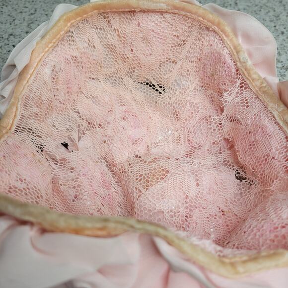 VTG Union Made MCM Light Pink Chiffon Floral Veiled Hat Pillbox Kentucky Derby - Picture 9 of 16